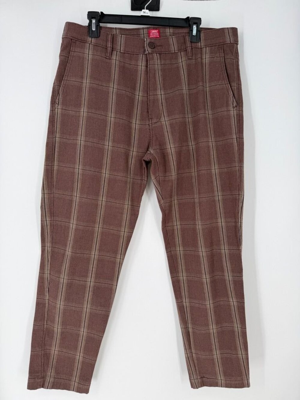 Levi's XX Chino Pants Mens FITS 37x285 Brown Windowpane Plaid Taper Golf